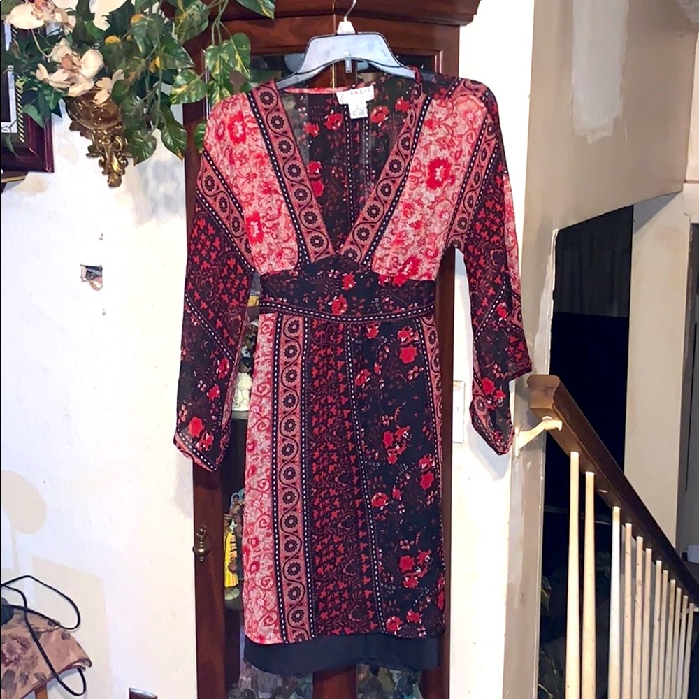 Sz med sheer dress by pink girl with bell sleeves